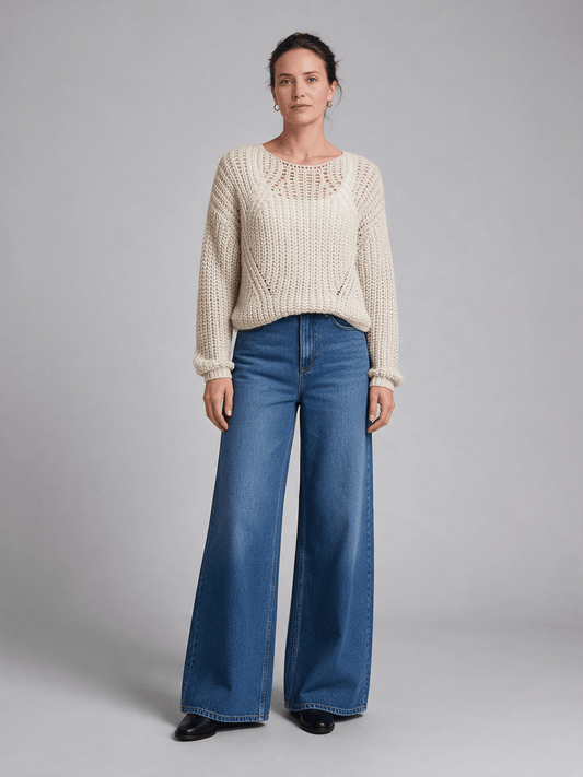 Herrlicher Coviny Strickpullover Wollmix in Offwhite