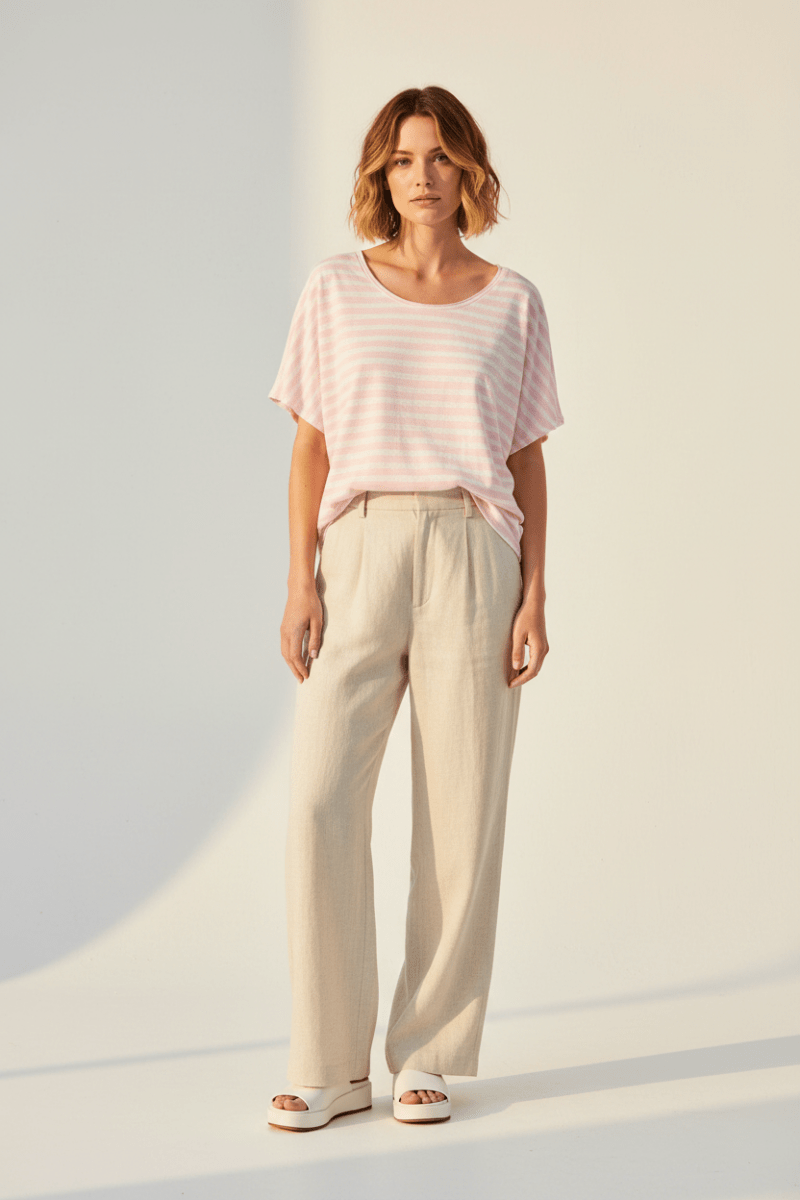Herrlicher Dolores Jersey Flame Striped Damenshirt in Rosa