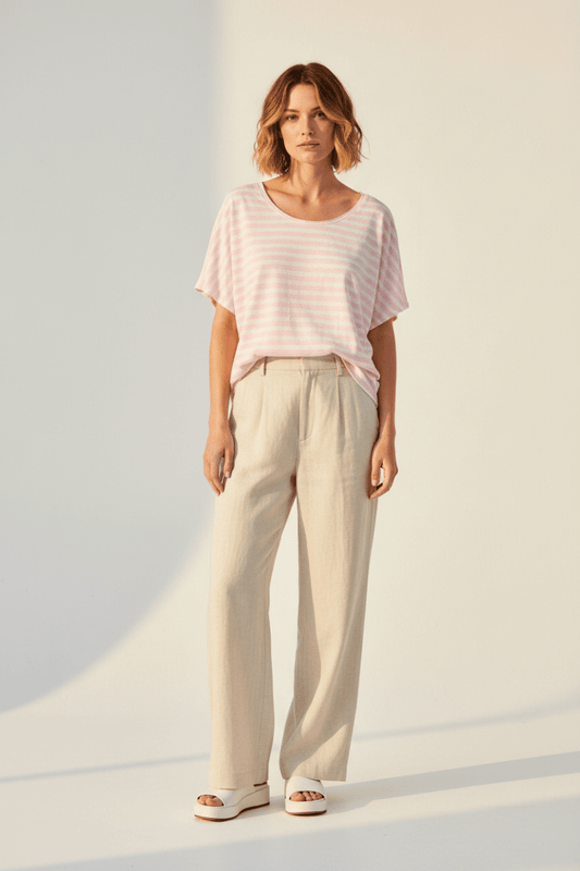 Herrlicher Dolores Jersey Flame Striped Damenshirt in Rosa