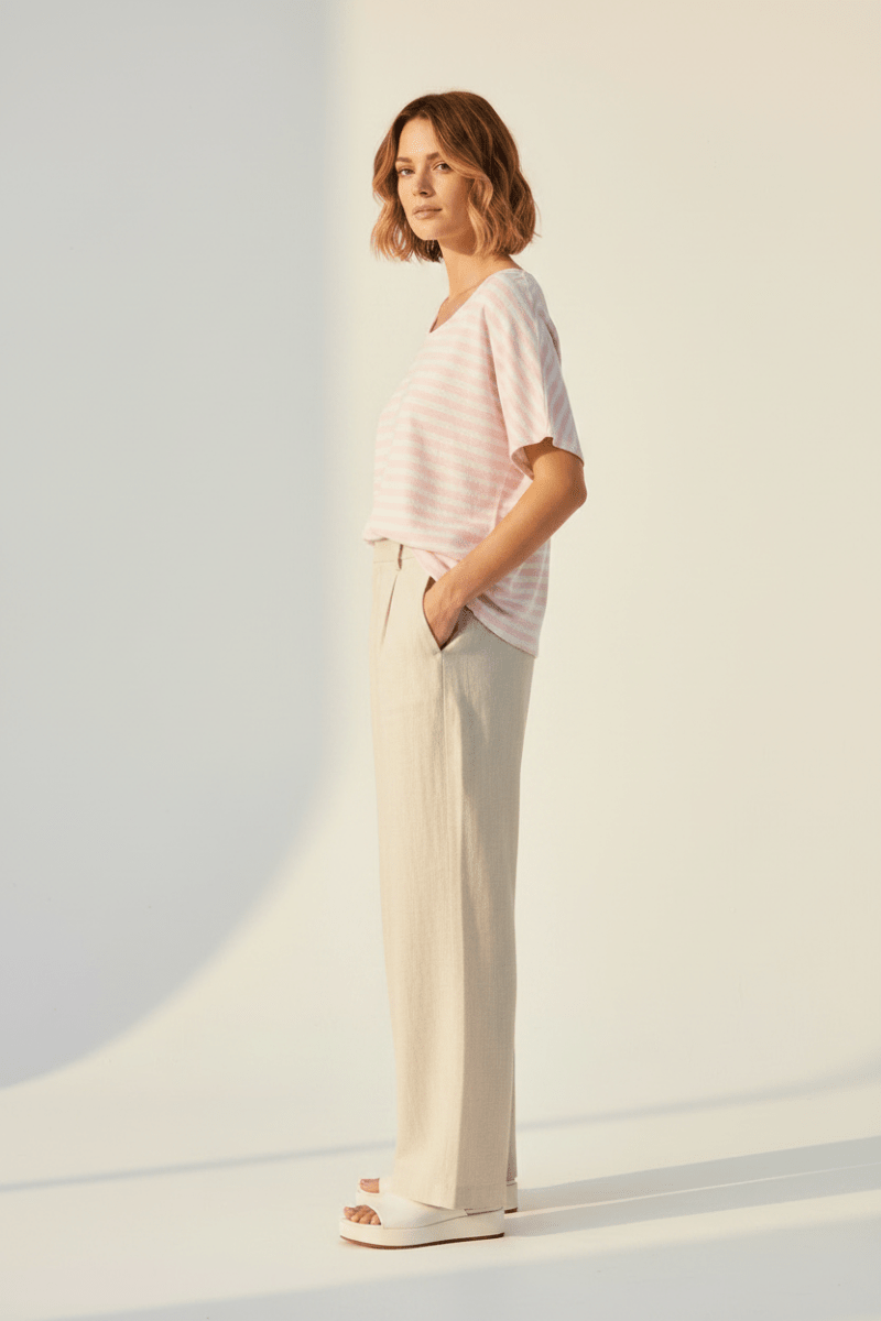 Herrlicher Dolores Jersey Flame Striped Damenshirt in Rosa