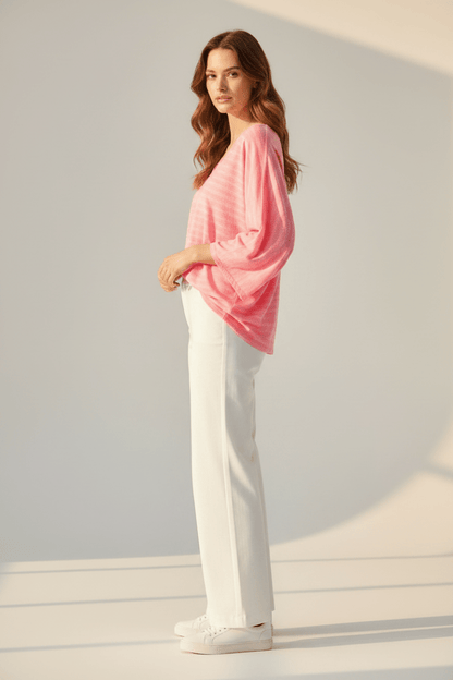Herrlicher Elowen Jersey Flame Striped Damenshirt in Rosa
