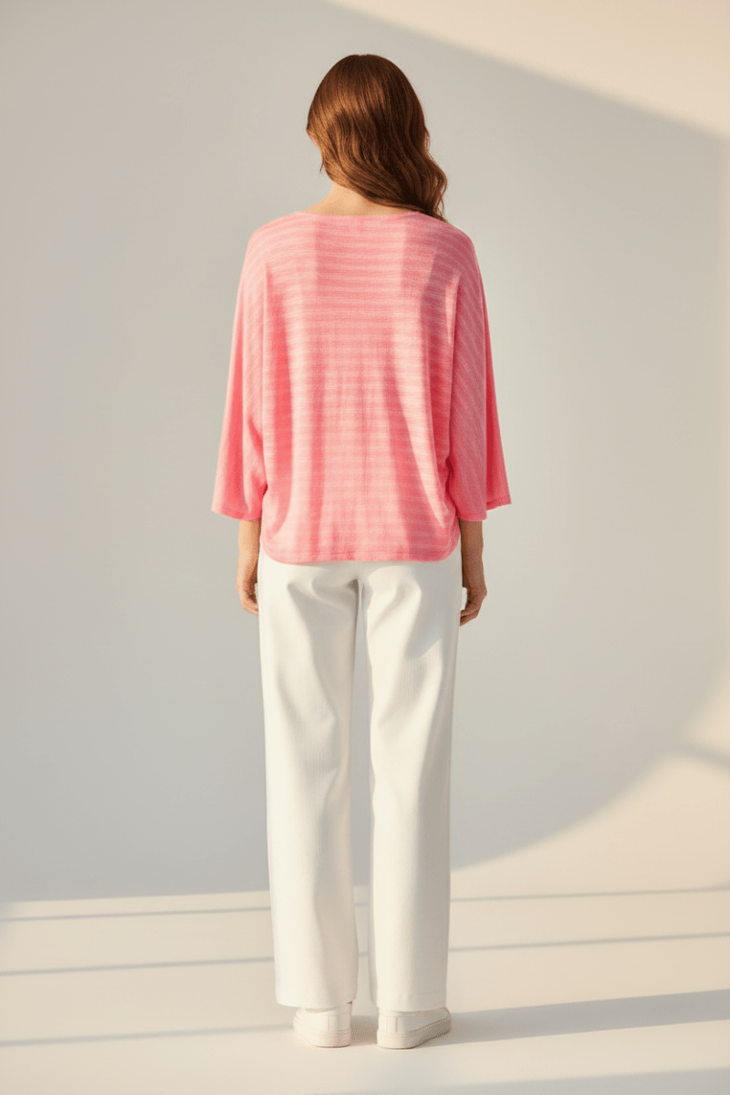 Herrlicher Elowen Jersey Flame Striped Damenshirt in Rosa