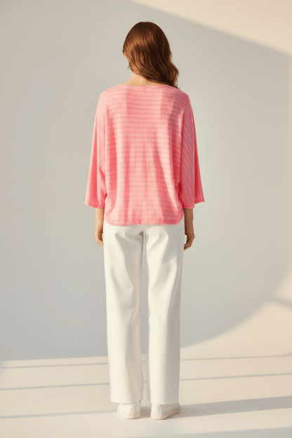 Herrlicher Elowen Jersey Flame Striped Damenshirt in Rosa