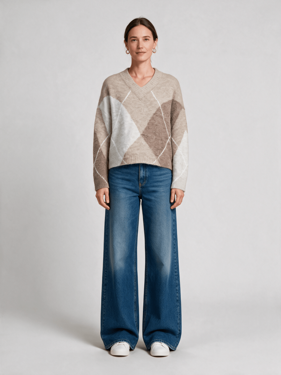 Herrlicher Floralin Knit Mohair Touch Pullover Beige – Mohair Strickpullover Damen