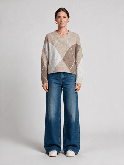 Herrlicher Floralin Knit Mohair Touch Pullover Beige – Mohair Strickpullover Damen