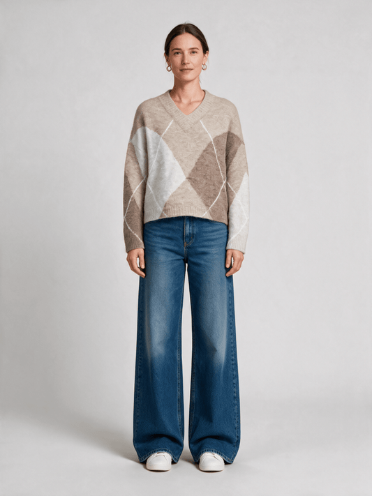 Herrlicher Floralin Knit Mohair Touch Pullover Beige – Mohair Strickpullover Damen