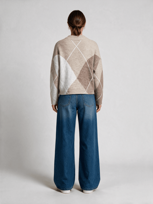Herrlicher Floralin Knit Mohair Touch Pullover Beige – Mohair Strickpullover Damen
