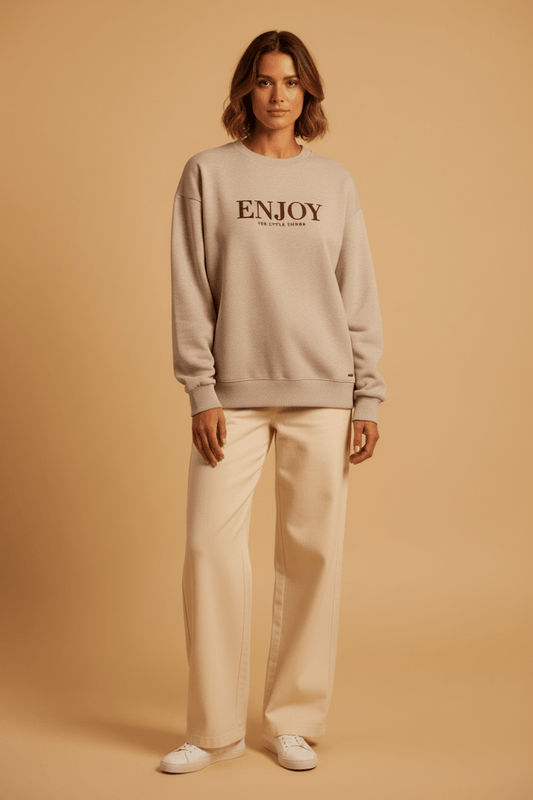 Herrlicher Heavenly Sweat Pullover Beige-Melange – Melange Sweatshirt Damen