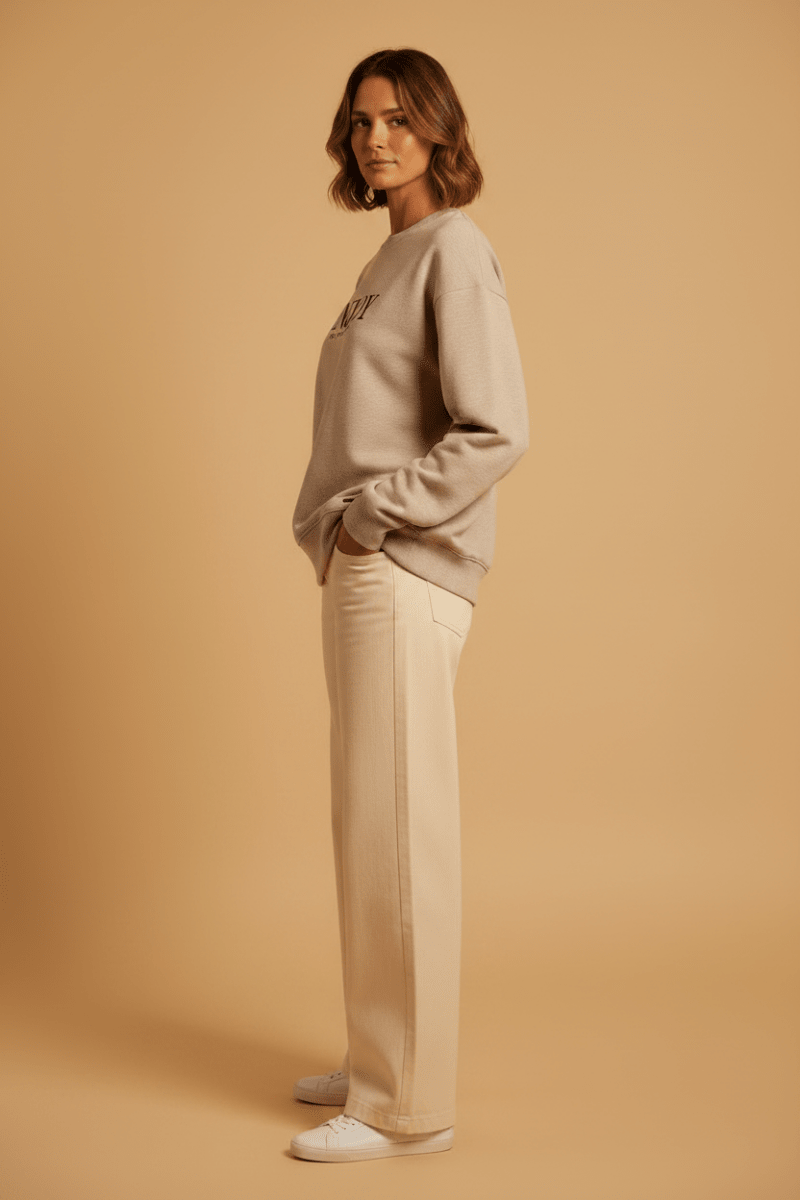 Herrlicher Heavenly Sweat Pullover Beige-Melange – Melange Sweatshirt Damen
