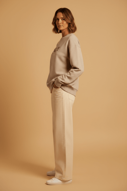 Herrlicher Heavenly Sweat Pullover Beige-Melange – Melange Sweatshirt Damen