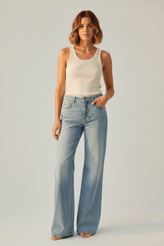 Herrlicher Lovely Flared Denim Light Hose für Damen in Blau
