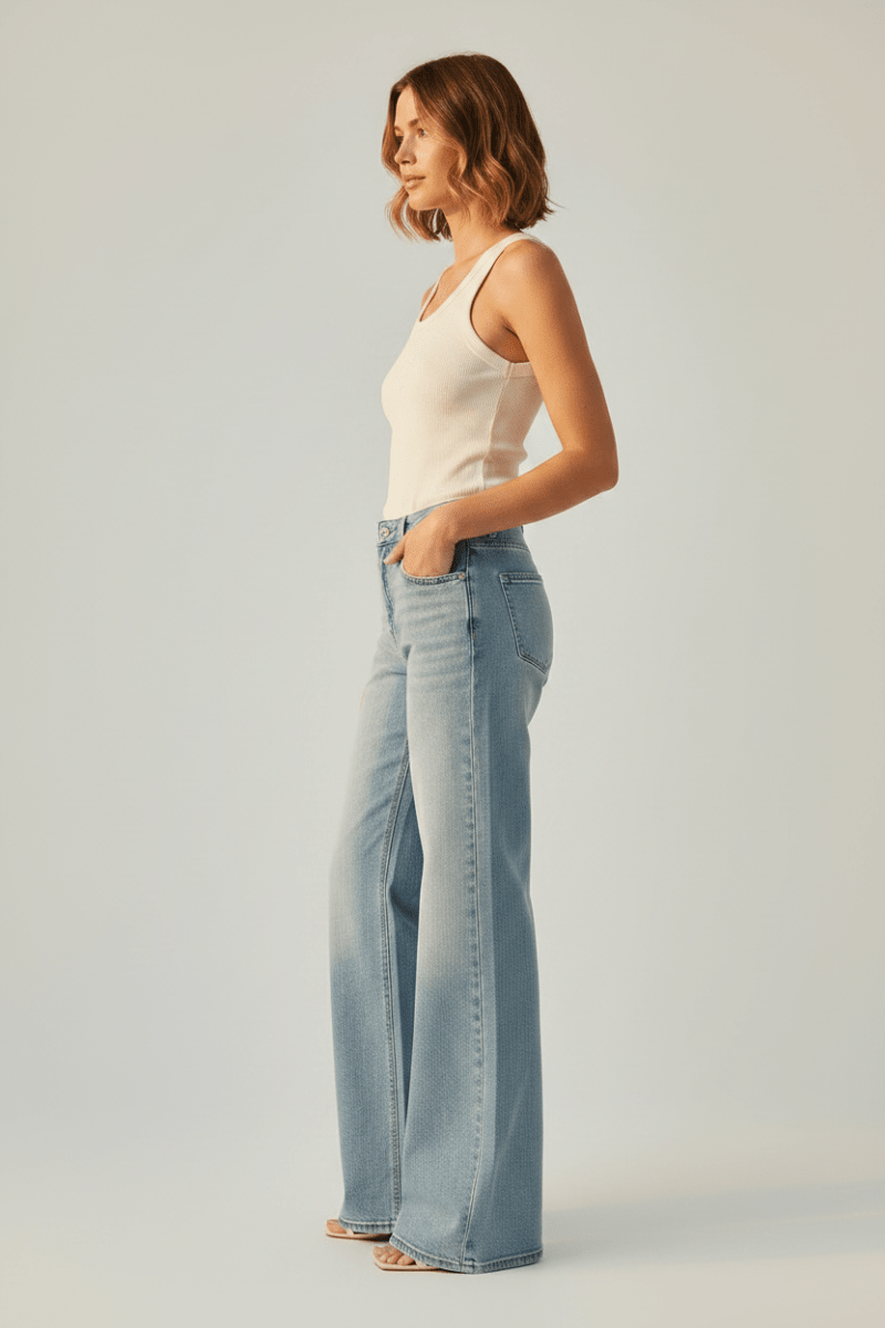 Herrlicher Lovely Flared Denim Light Hose für Damen in Blau