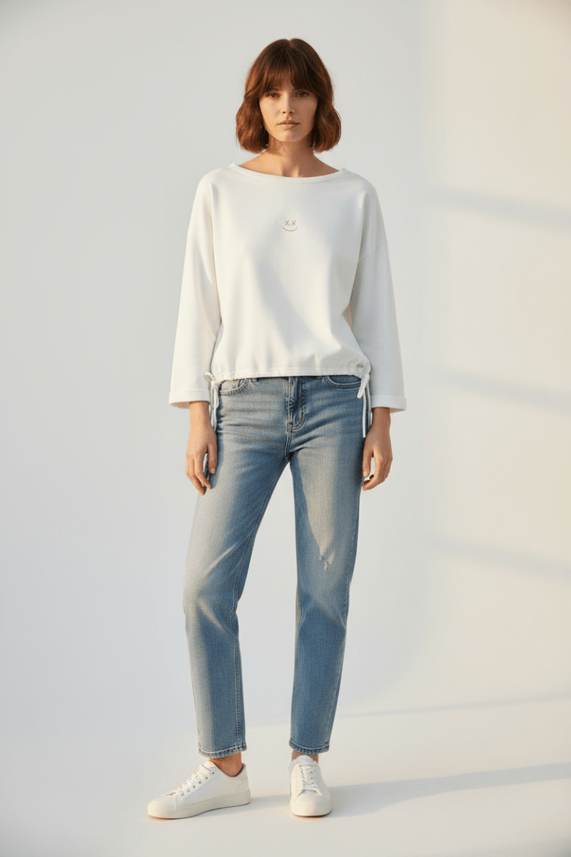 Herrlicher Maisy Sweat Damenshirt in Weiß
