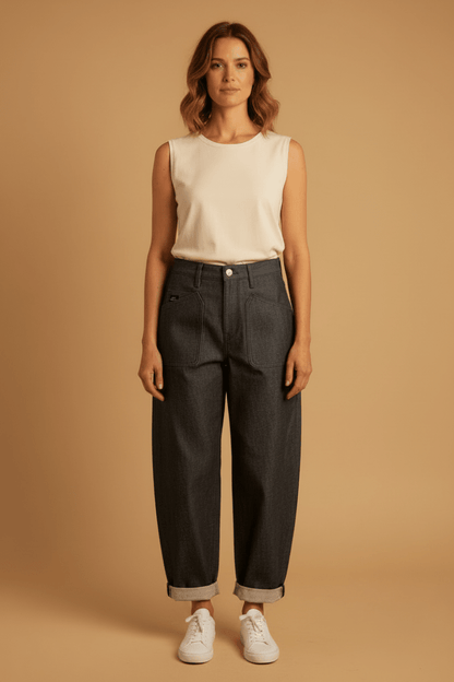 Herrlicher Meryll Denim Grey Light Stretch Jeans Roh – Damen Jeans Grau Stretch