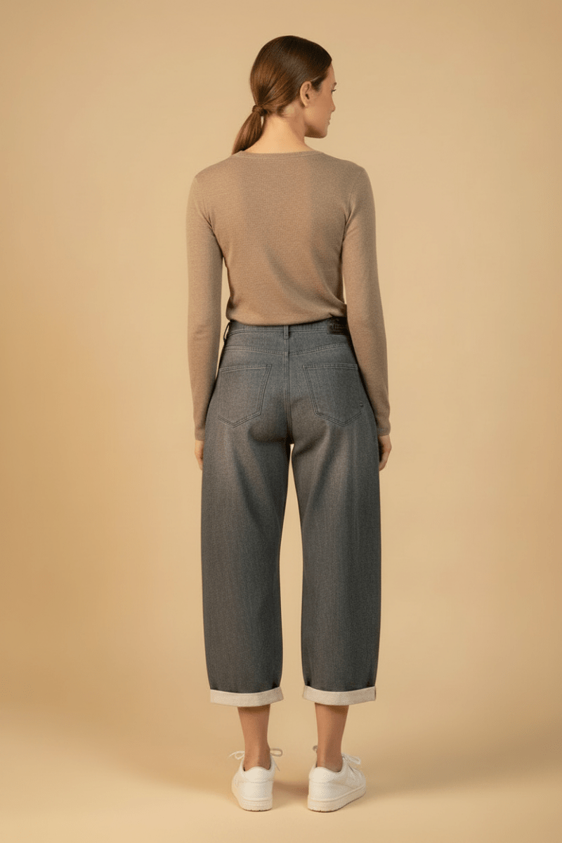 Herrlicher Meryll Denim Grey Light Stretch Jeans Roh – Damen Jeans Grau Stretch