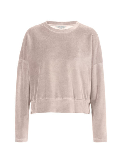 Herrlicher Sena Jersey Velour Langarmshirt in Taupe