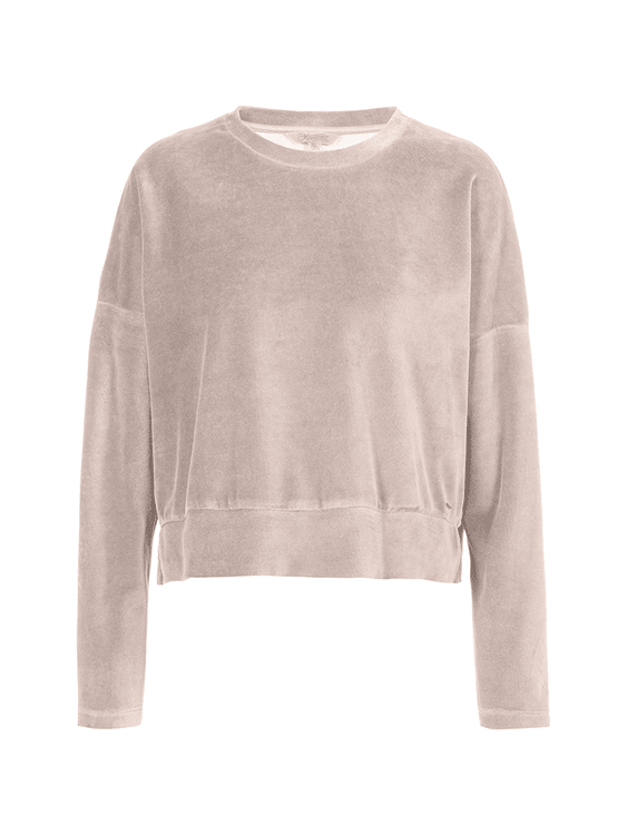 Herrlicher Sena Jersey Velour Langarmshirt in Taupe