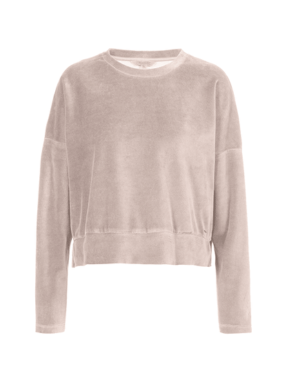 Herrlicher Sena Jersey Velour Langarmshirt in Taupe
