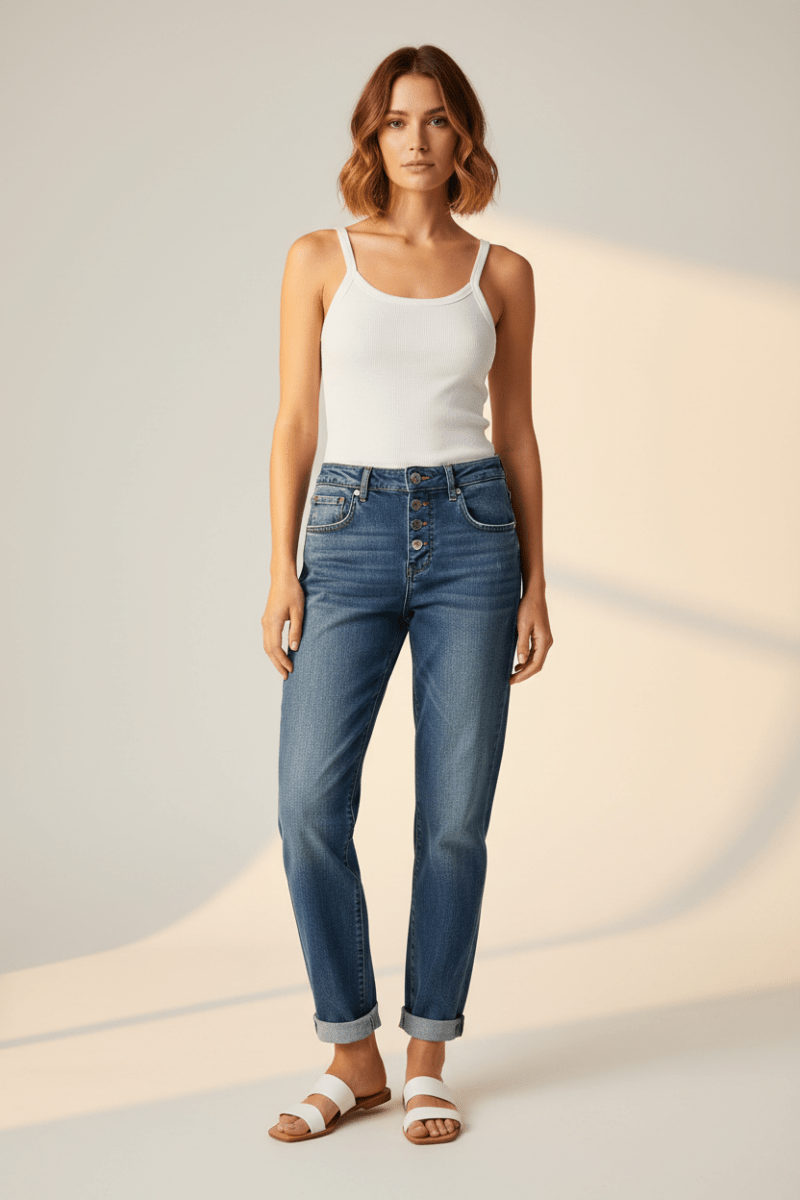 Herrlicher Shyra Tap Denim Stretch Damenhose in Ocean