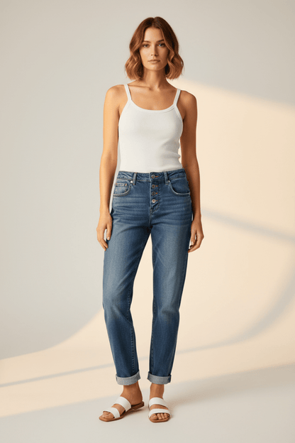 Herrlicher Shyra Tap Denim Stretch Damenhose in Ocean
