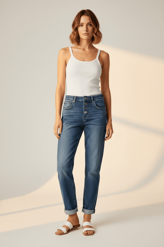 Herrlicher Shyra Tap Denim Stretch Damenhose in Ocean