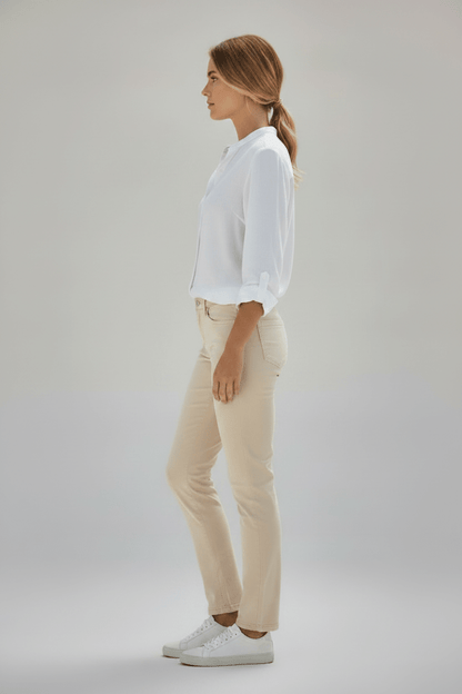 Herrlicher Shyra Tap Satin Stretch Hose für Damen in Beige