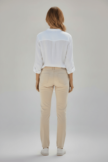 Herrlicher Shyra Tap Satin Stretch Hose für Damen in Beige