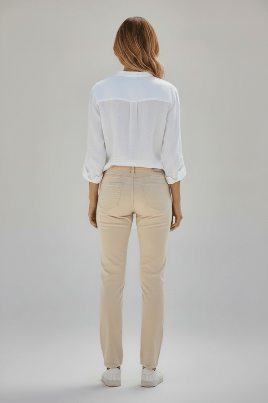Herrlicher Shyra Tap Satin Stretch Hose für Damen in Beige
