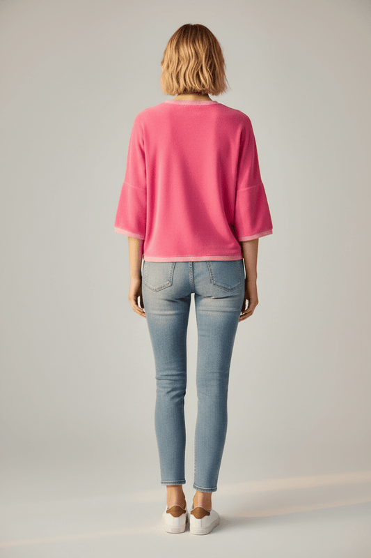 Herrlicher Smila Shortsleeve Jersey Velour Damenshirt in Pinlk