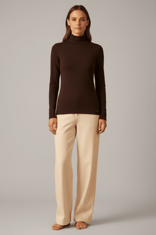 Herrlicher Tinsley Jersey Longsleeve Braun – Damen Langarmshirt