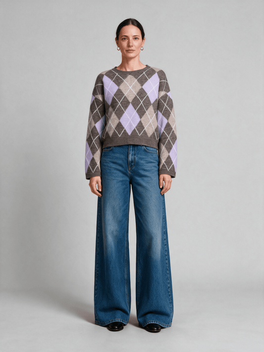 Herrlicher Ynez Knit Mohair Touch Pullover Flieder – Mohair Strickpullover Damen