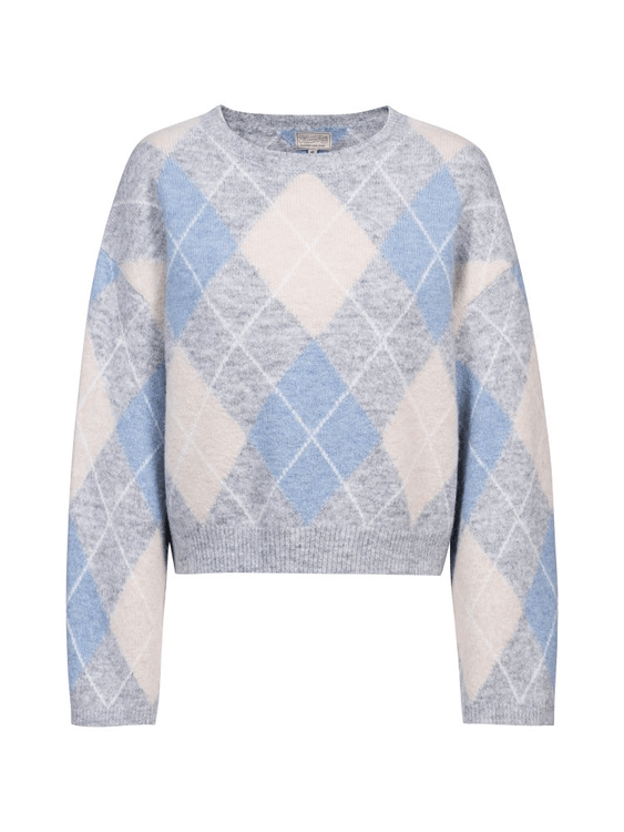 Herrlicher Ynez Knit Mohair Touch Pullover Hellgrau Melange – Mohair Strickpullover Damen