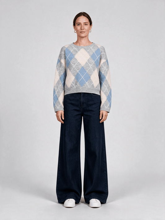 Herrlicher Ynez Knit Mohair Touch Pullover Hellgrau Melange – Mohair Strickpullover Damen