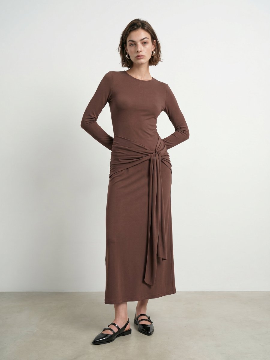 Hypedrop Drapiertes Maxikleid Grace in Nutmeg