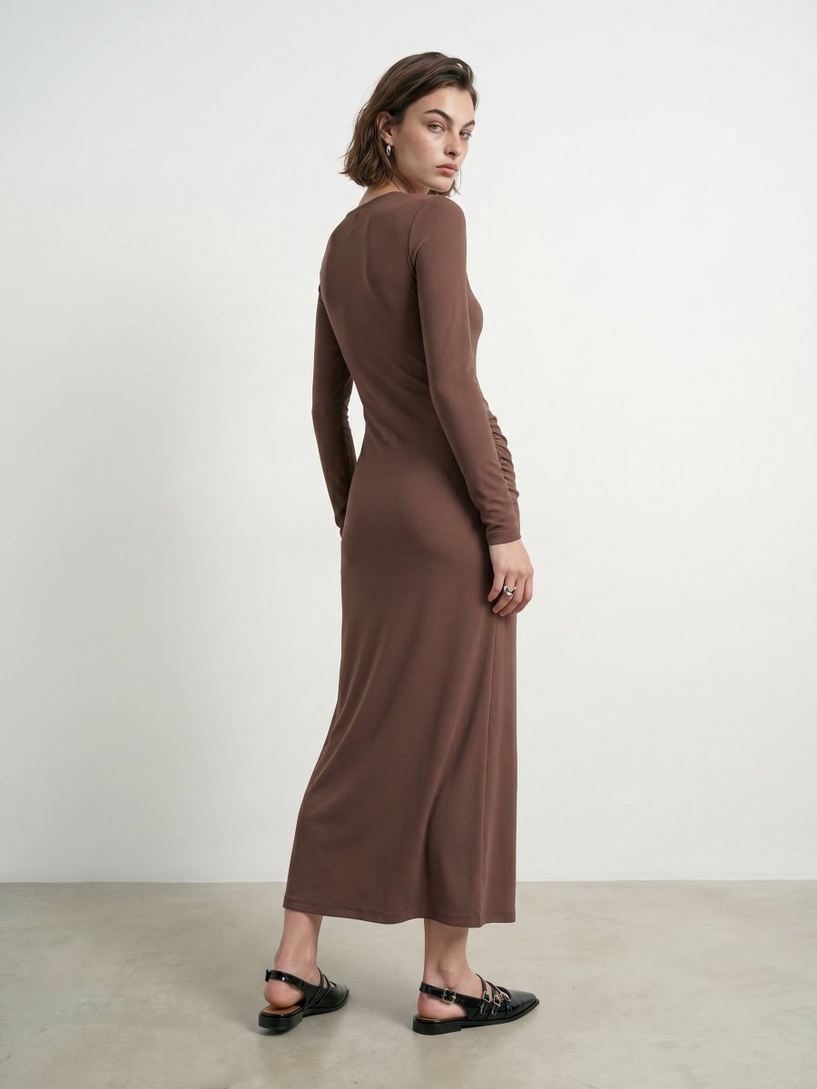 Hypedrop Drapiertes Maxikleid Grace in Nutmeg