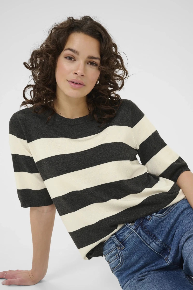 KAFFE Kurzarmpullover Kalizza in der Farbe DGM/Turtledove