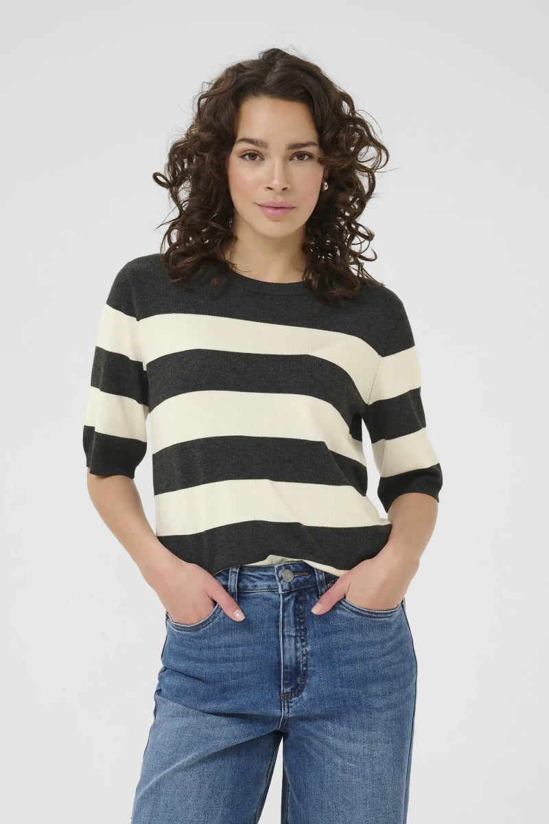 KAFFE Kurzarmpullover Kalizza in der Farbe DGM/Turtledove