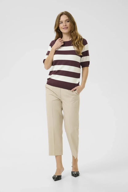 KAFFE Kurzarmpullover Kalizza in der Farbe Fudge/Chalk