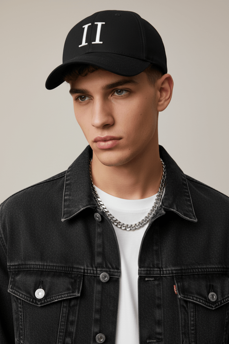 Les Deux Baseball Cap Suede II in der Farbe BLACK/WHITE