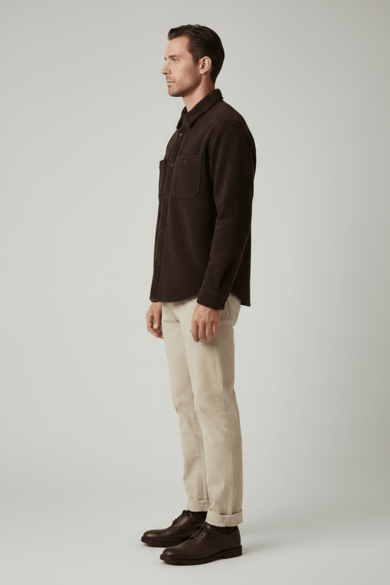 Les Deux Bouclé Overshirt Delicioso Braun – Herren Bouclé-Overshirt