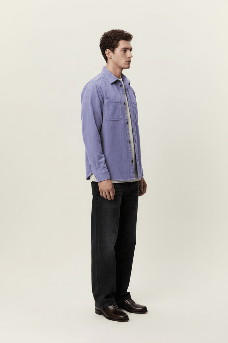 Les Deux Corduroy Overshirt Sweet Lavender Purple – Herren Cord-Overshirt
