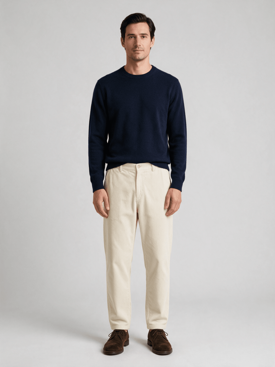 Les Deux Corduroy Tapered Pants Ivory – Herren Cordhose