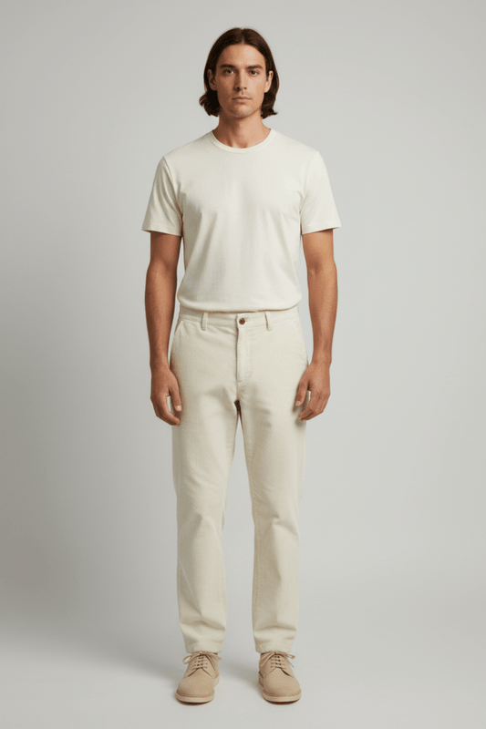 Les Deux Corduroy Tapered Pants Ivory – Herren Cordhose