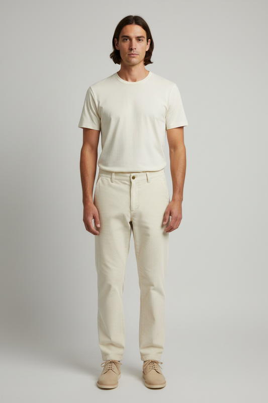 Les Deux Corduroy Tapered Pants Ivory – Herren Cordhose