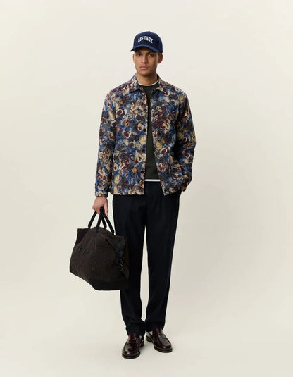 Les Deux Flower Jacquard Overshirt Blau