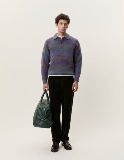 Les Deux Gradient Knitted Polo Spiced Plum Purple – Herren Strickpoloshirt