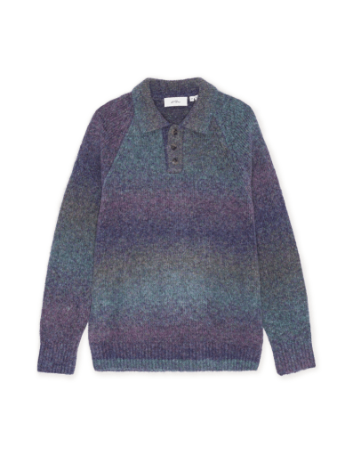 Les Deux Gradient Knitted Polo Spiced Plum Purple – Herren Strickpoloshirt