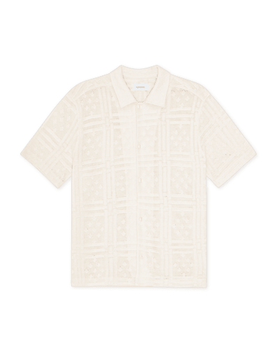 Les Deux Hector Pointelle SS Shirt in der Farbe EGGNOG WHITE