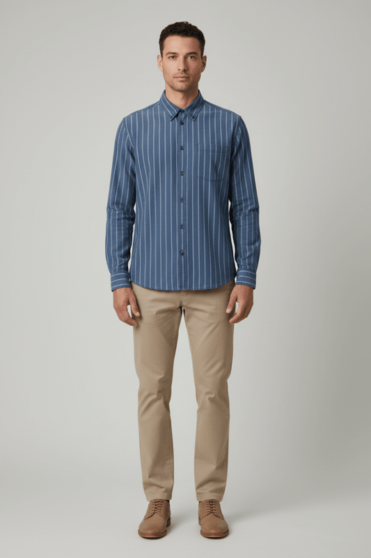 Les Deux Hemd Kash Indigo Stripe Shirt in der Farbe Denim Blue