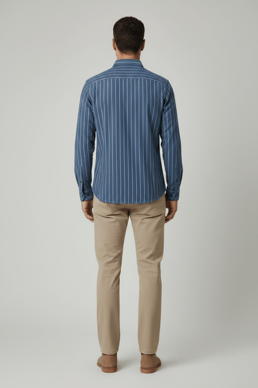 Les Deux Hemd Kash Indigo Stripe Shirt in der Farbe Denim Blue